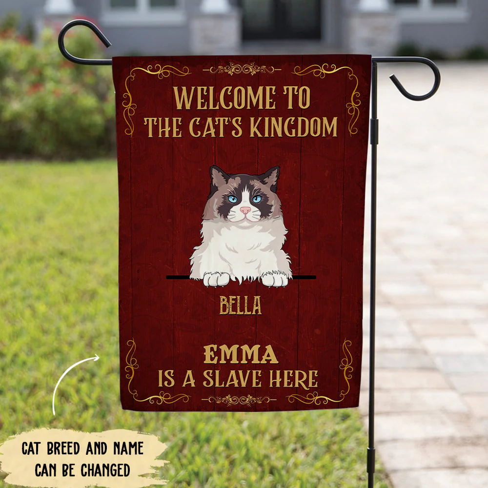 Welcome To The Cat Kingdom - Personalized Custom Garden Flag - Image 4