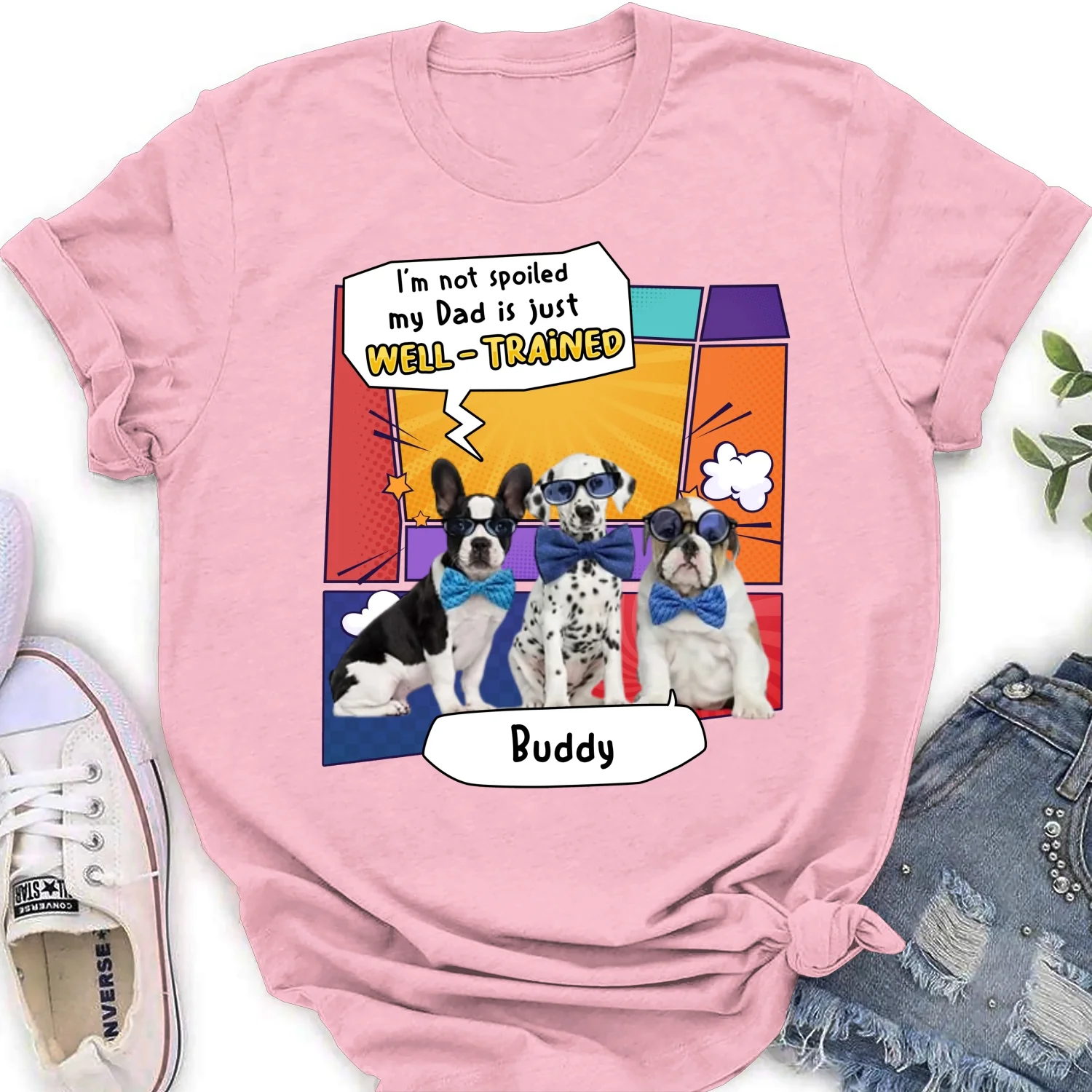 Well - Trained Dog Mom Dad Photo - Personalized Custom Women's T-Shirt - Image 4
