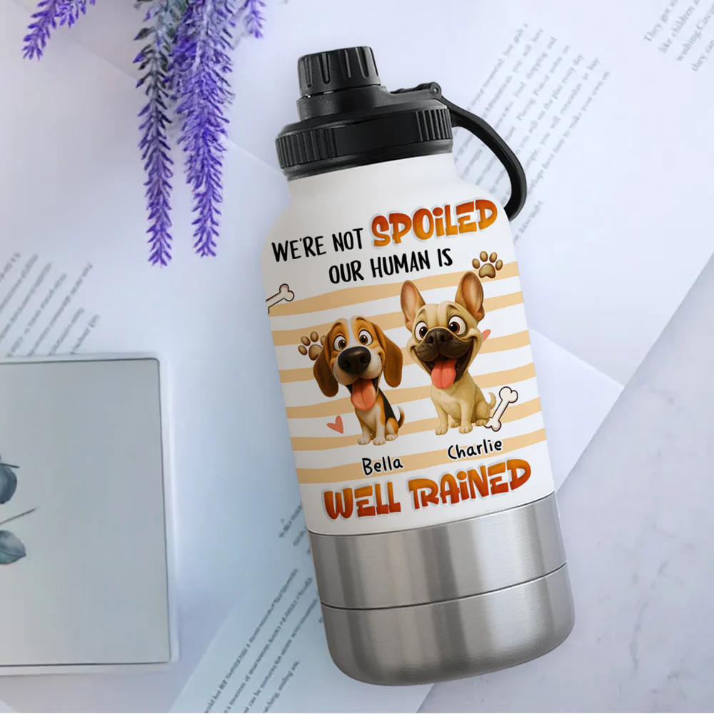 Well Trained - Personalized Custom 30oz Water Bottle With Pet Bowl - Image 4