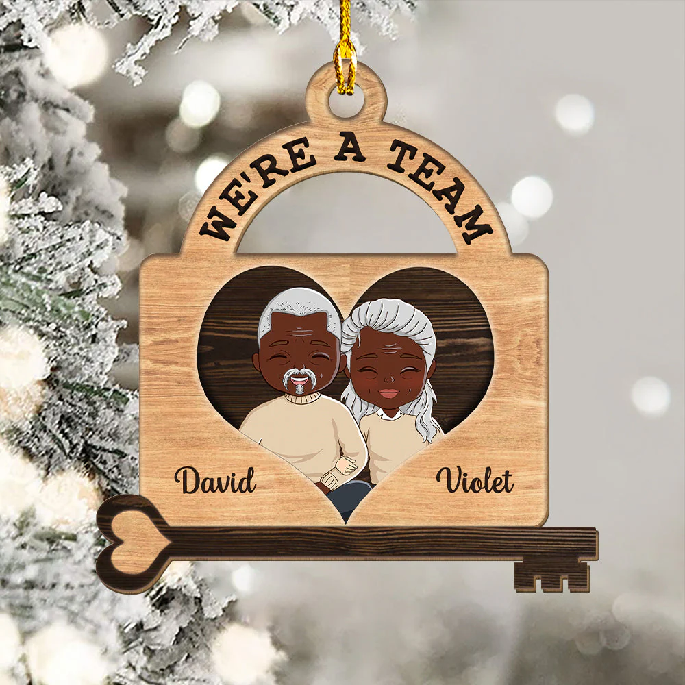 We're A Team - Personalized Custom 1-layered Wood Ornament - Image 3