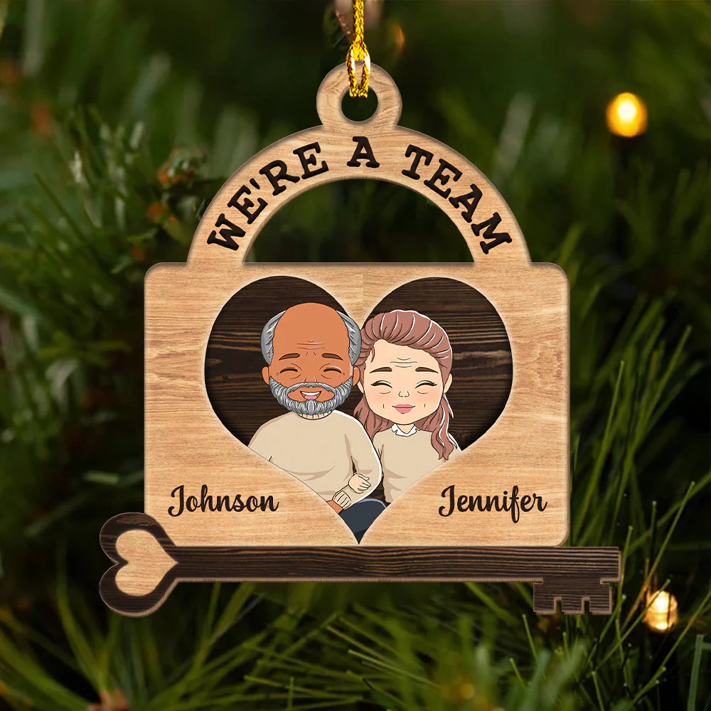 We're A Team - Personalized Custom 1-layered Wood Ornament - Image 4
