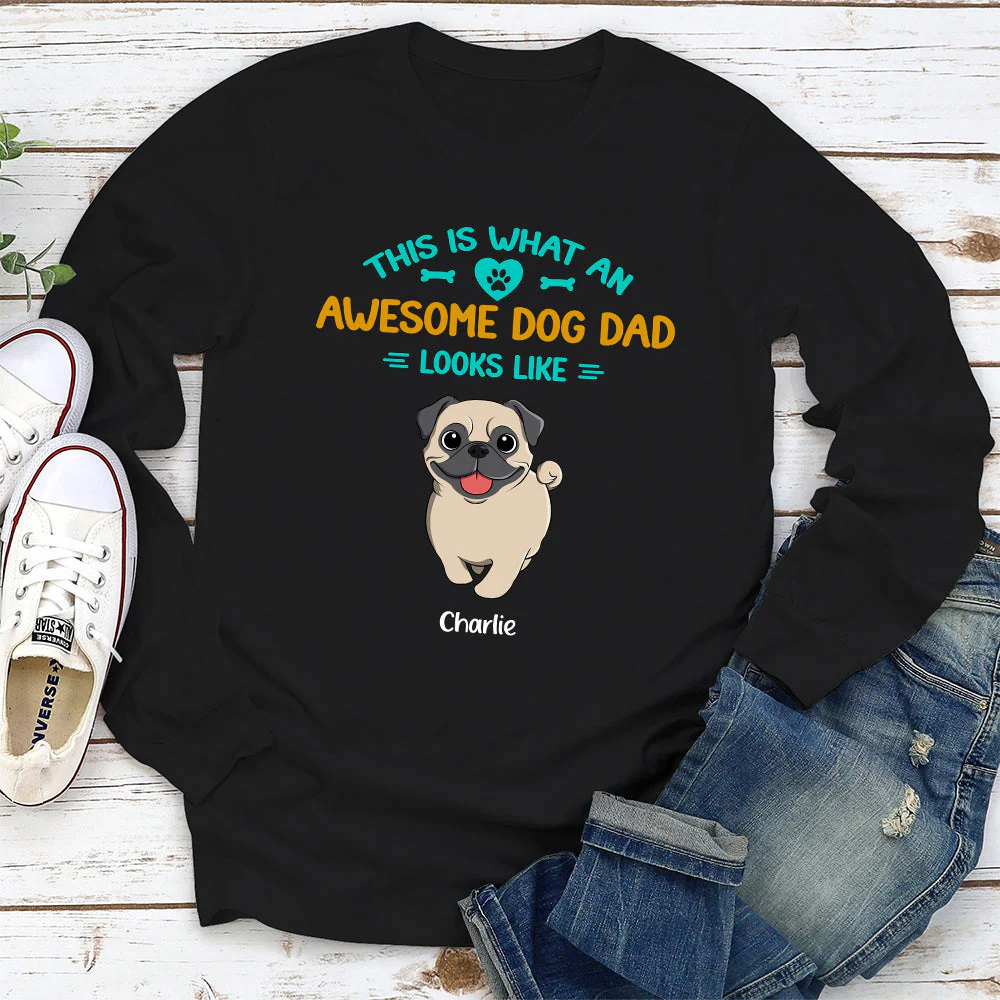 What An Awesome Dog Dad - Personalized Custom Long Sleeve T-shirt - Image 4