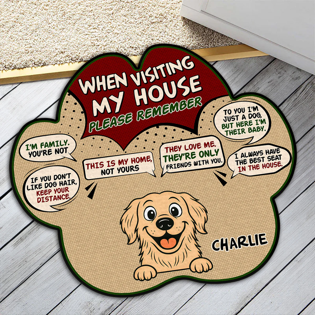 When Visit Dog House Retro - Personalized Custom Doormat - Image 4