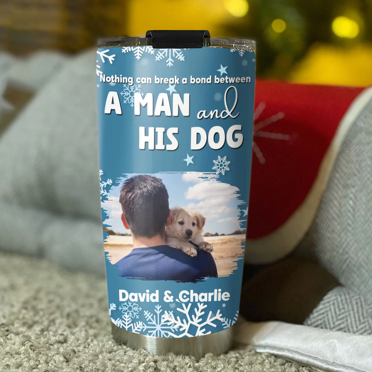 White Christmas Dad Ver Photo - Personalized Custom Tumbler - Image 2
