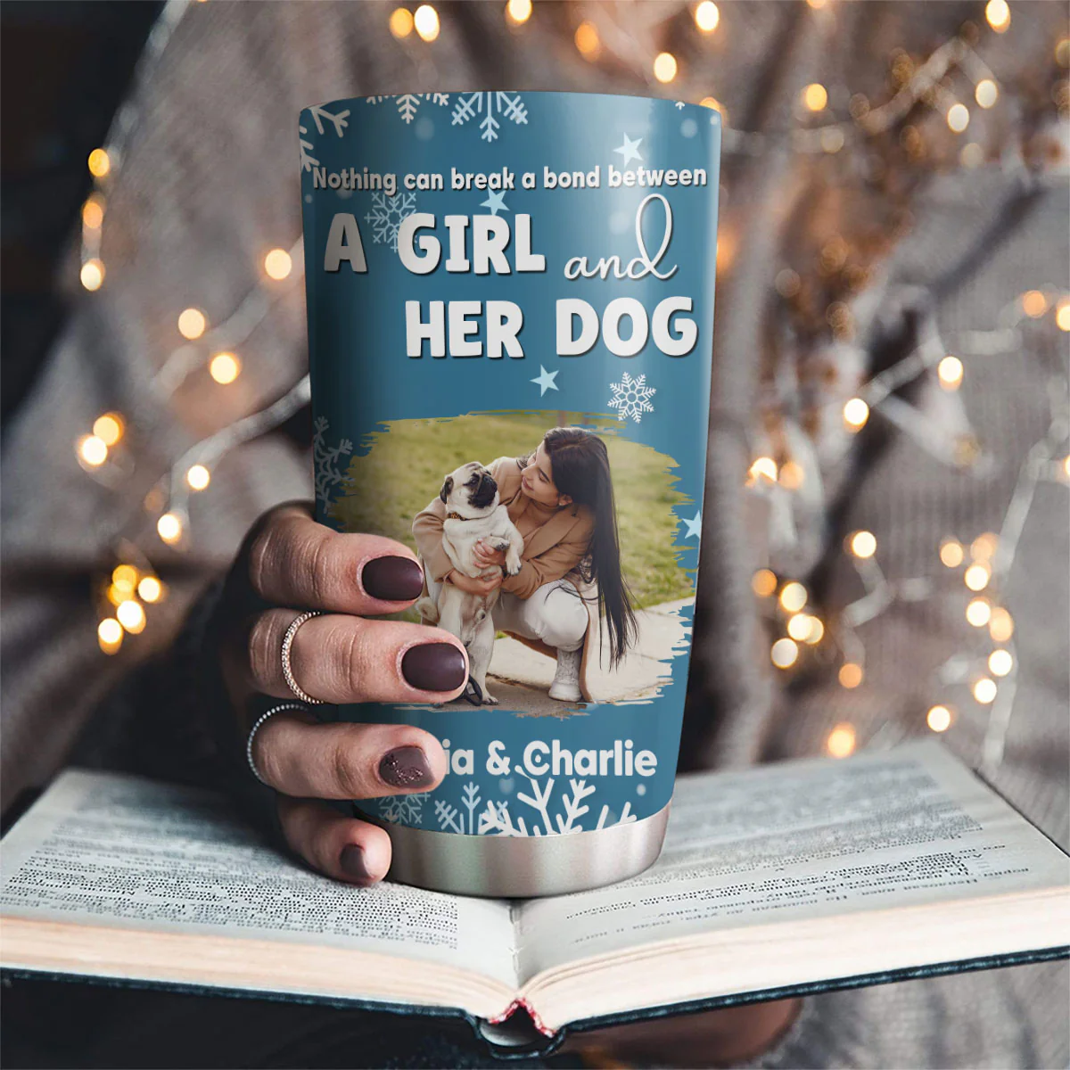 White Christmas Photo - Personalized Custom Tumbler - Image 2