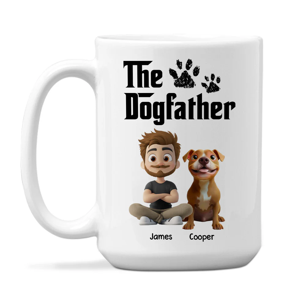 White Cool Dog Father - Personalized Custom Coffee Mug - Image 4