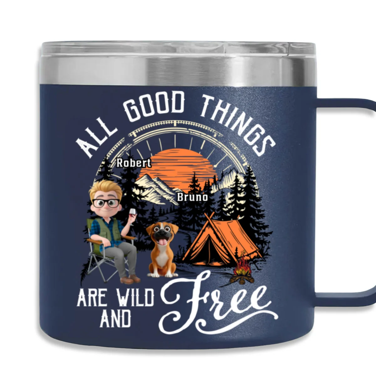 Wild And Free - Personalized Custom 14oz Stainless Steel Tumbler With Handle - Image 8