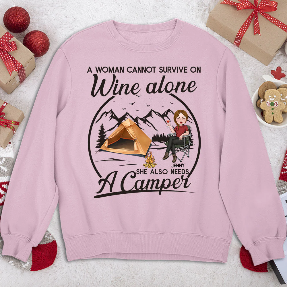Wine Alone - Personalized Custom Sweatshirt - Image 3