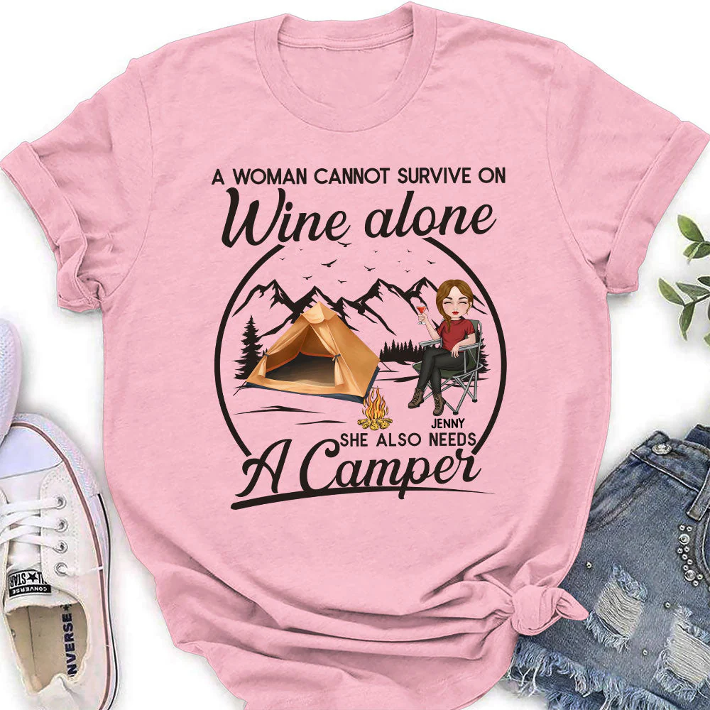 Wine Alone - Personalized Custom Women's T-shirt - Image 3