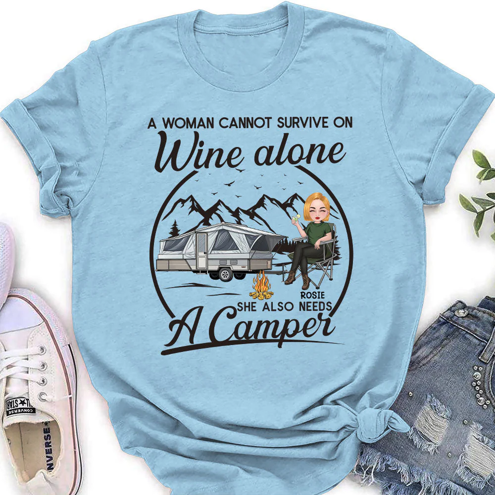 Wine Alone - Personalized Custom Women's T-shirt - Image 4