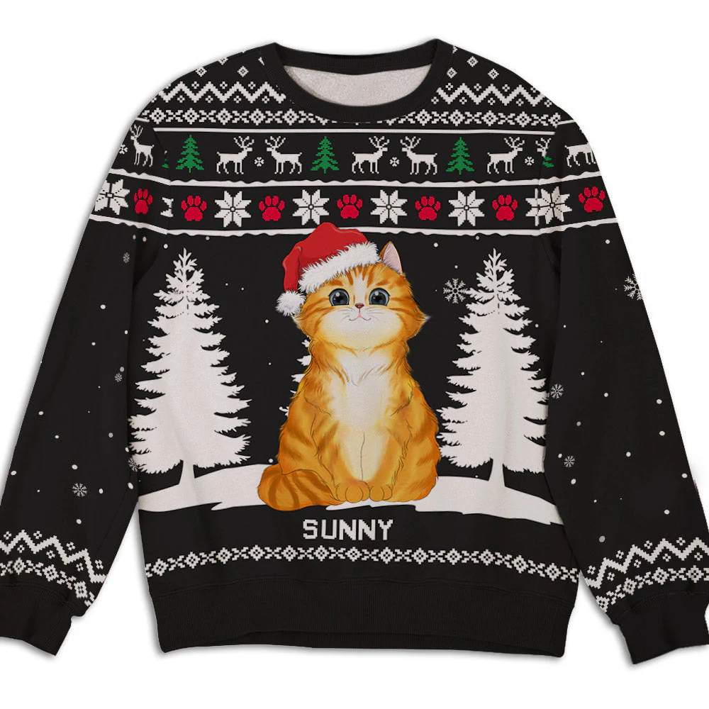 Winter Cat - Personalized Custom All-Over-Print Sweatshirt