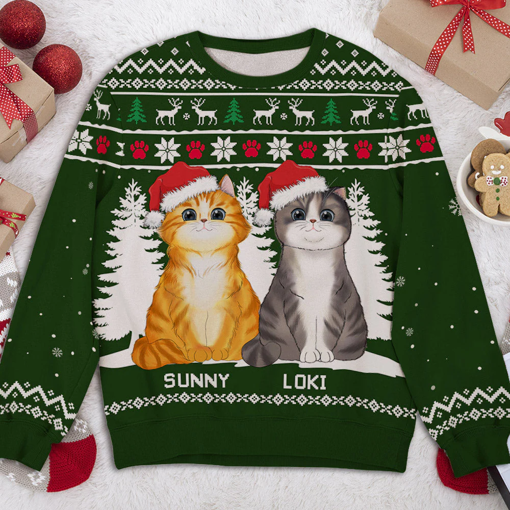 Winter Cat - Personalized Custom All-Over-Print Sweatshirt - Image 2