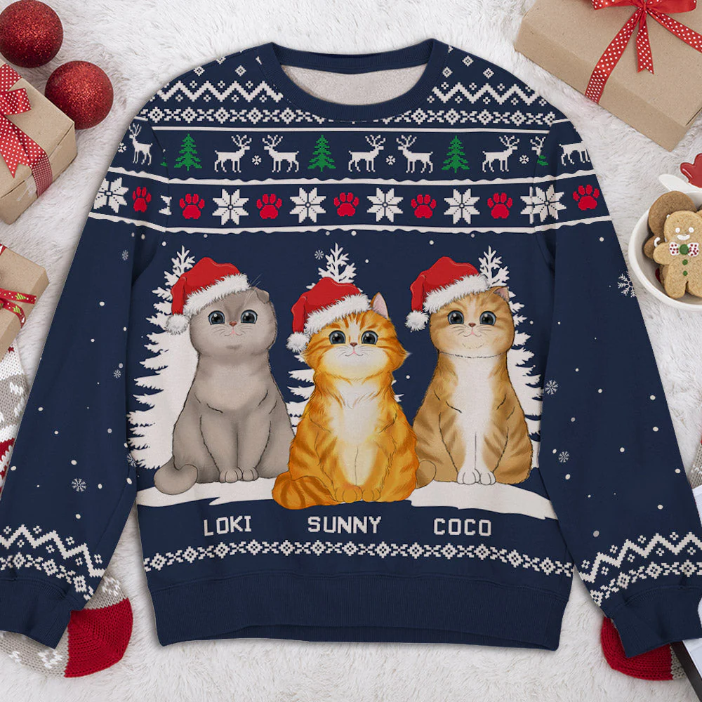 Winter Cat - Personalized Custom All-Over-Print Sweatshirt - Image 3