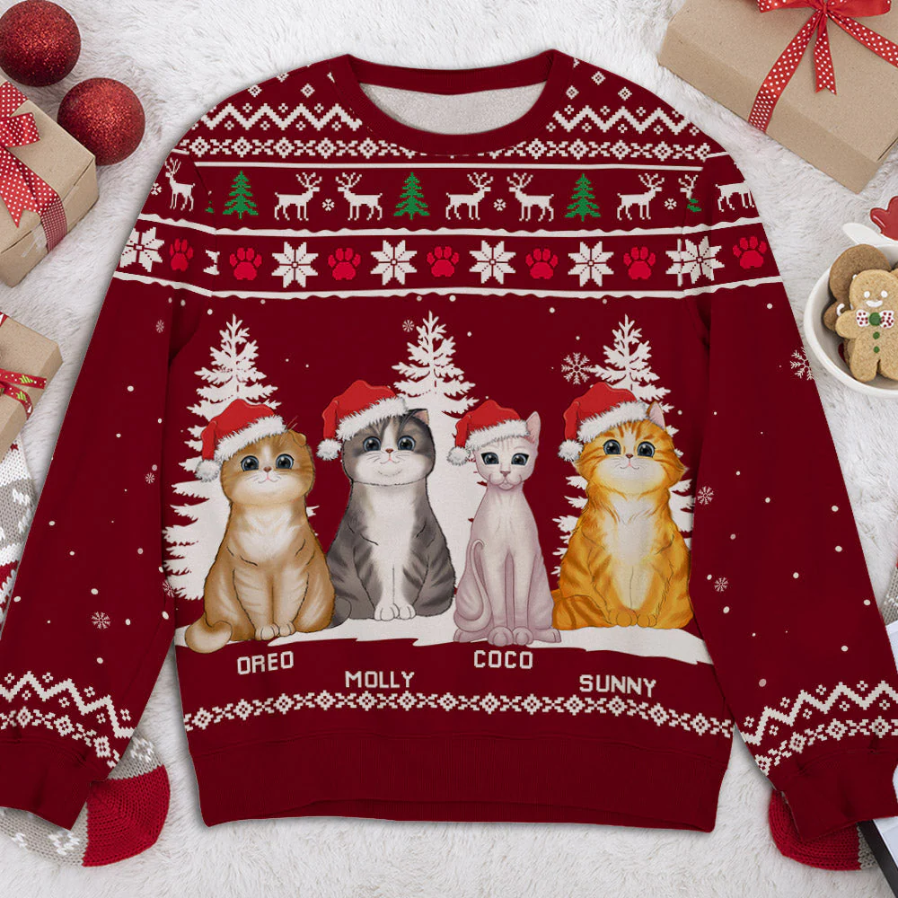 Winter Cat - Personalized Custom All-Over-Print Sweatshirt - Image 4