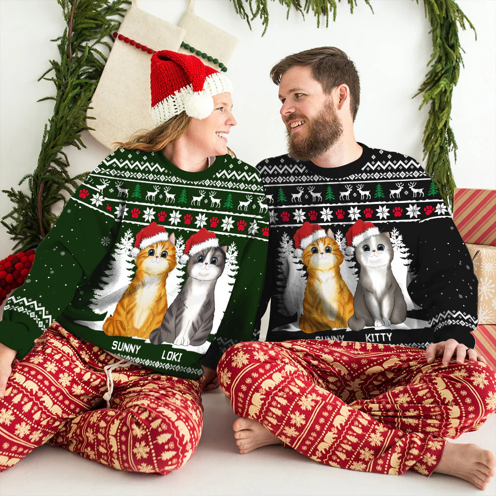 Winter Cat - Personalized Custom All-Over-Print Sweatshirt - Image 5