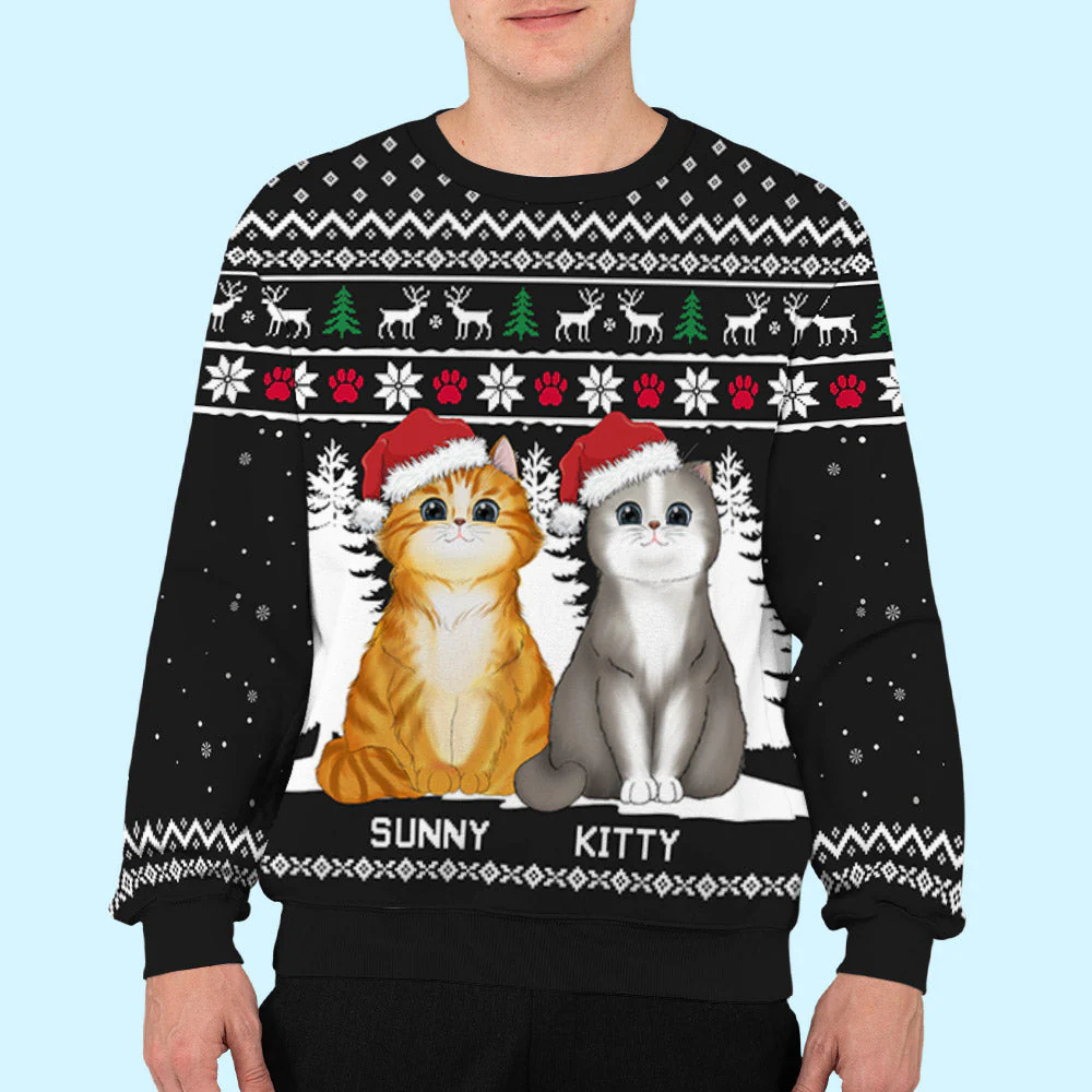 Winter Cat - Personalized Custom All-Over-Print Sweatshirt - Image 6