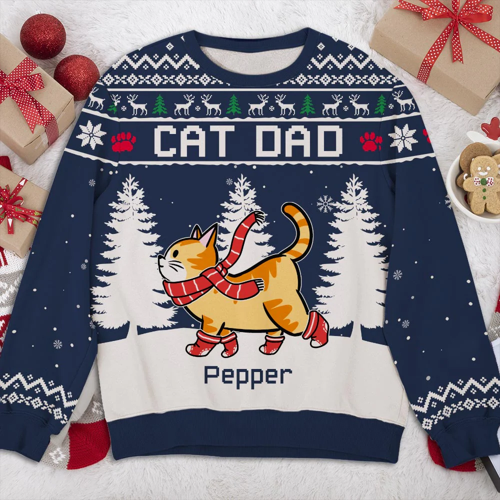 Winter Cat - Personalized Custom All-Over-Print Sweatshirt - Image 2