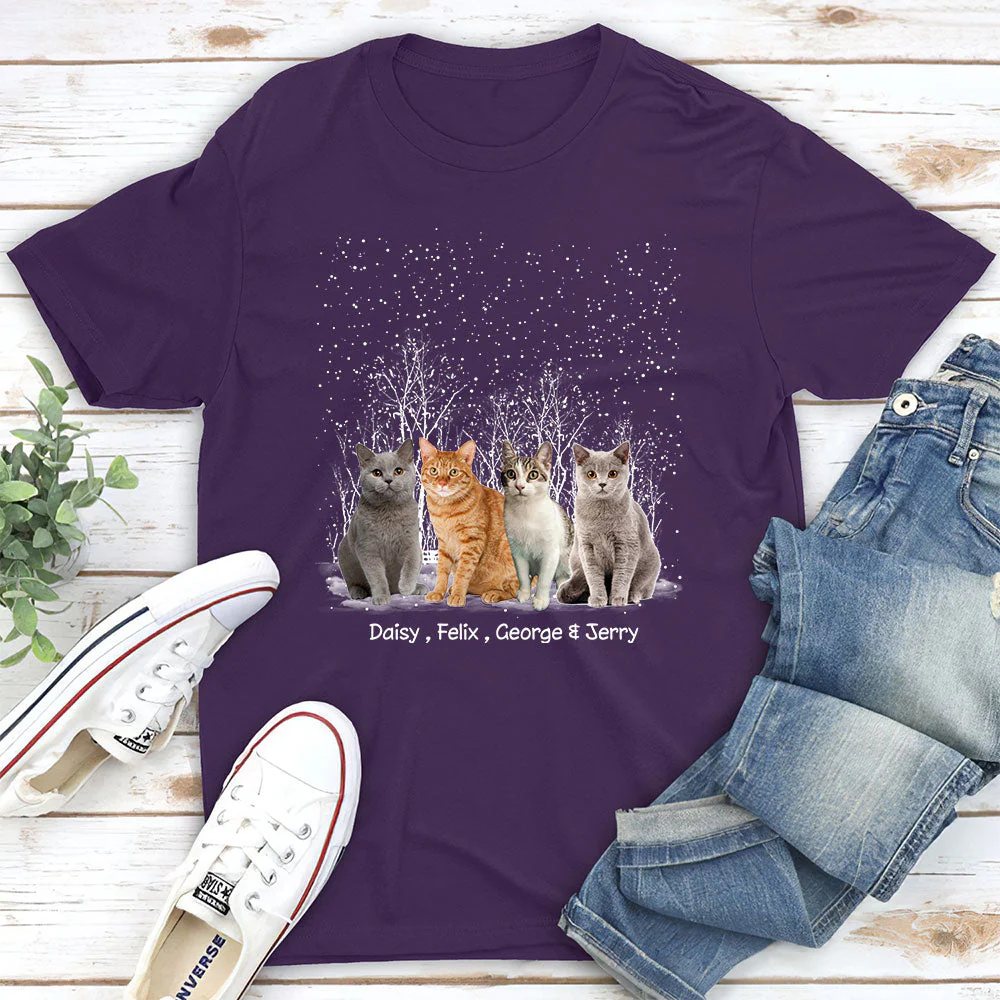 Winter Cat Photo - Personalized Custom Unisex T-shirt - Image 5