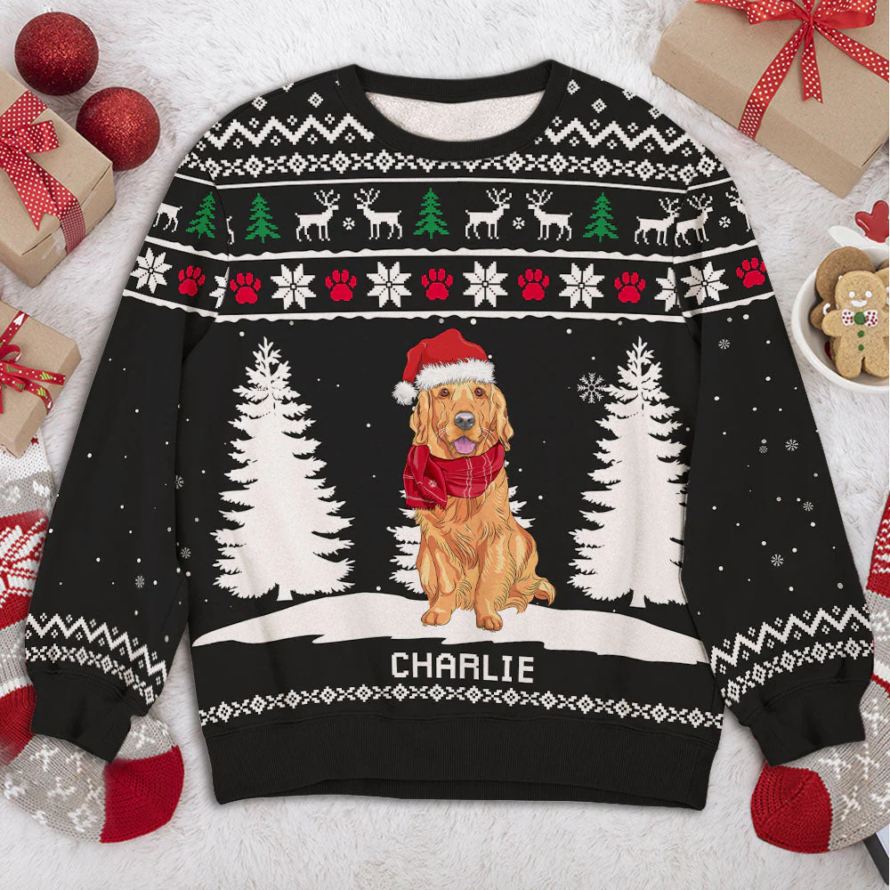 Winter Dog - Personalized Custom Kids All-Over-Print Sweatshirt - Image 3