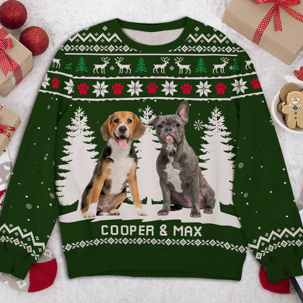 Winter Dog Photo - Personalized Custom All-Over-Print Sweatshirt - Image 2