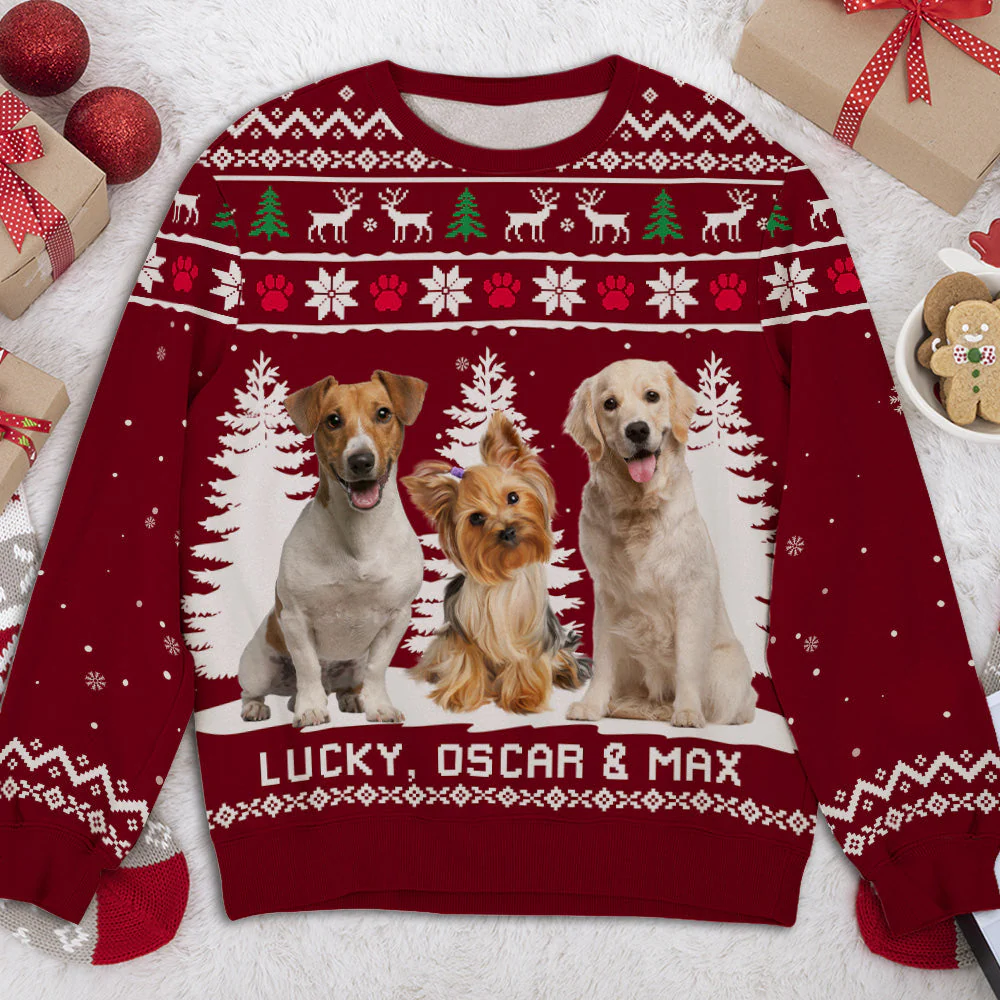 Winter Dog Photo - Personalized Custom All-Over-Print Sweatshirt - Image 3