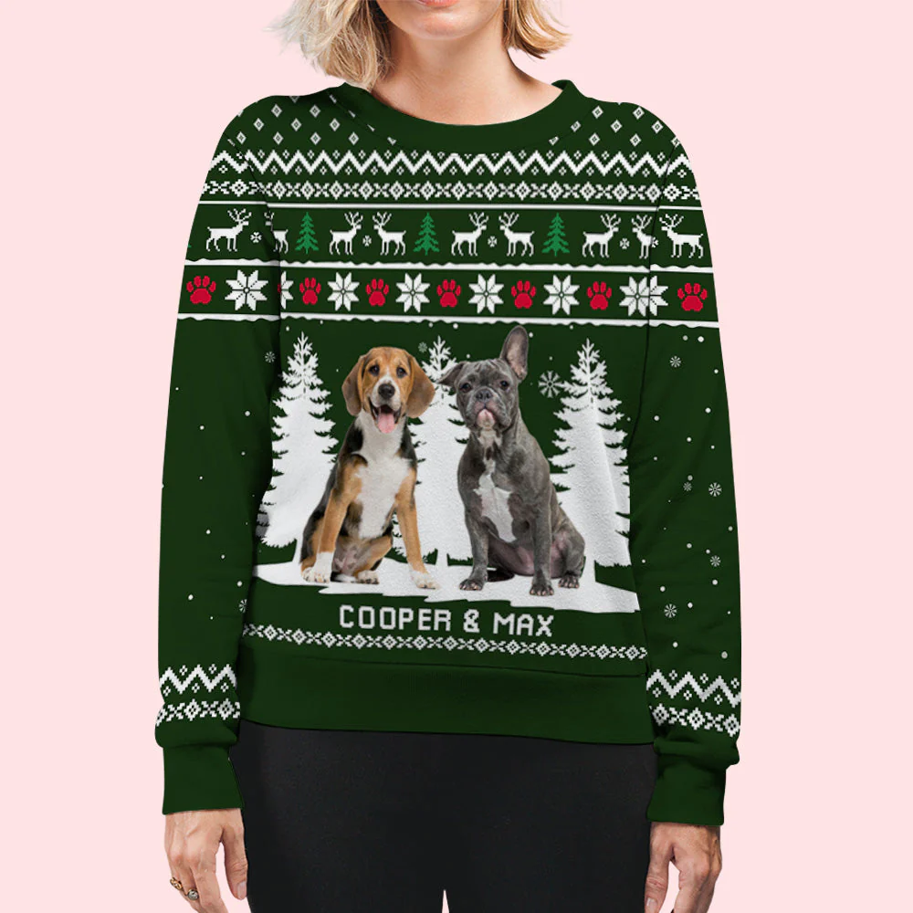 Winter Dog Photo - Personalized Custom All-Over-Print Sweatshirt - Image 4
