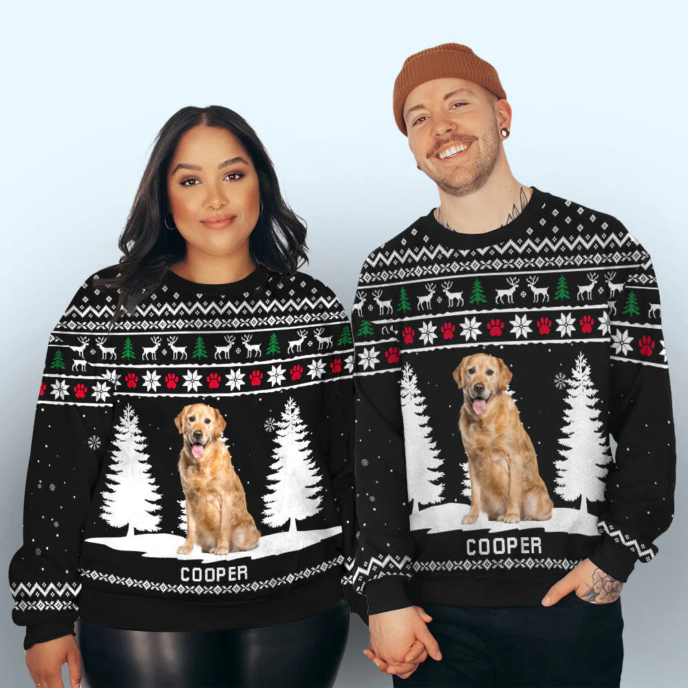 Winter Dog Photo - Personalized Custom All-Over-Print Sweatshirt - Image 5