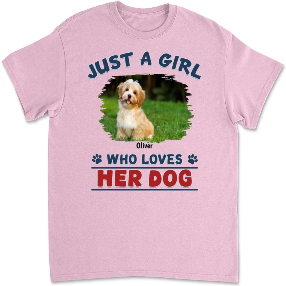 Winter Girl And Dog Christmas Photo- Personalized Custom Unisex T-Shirt - Image 6