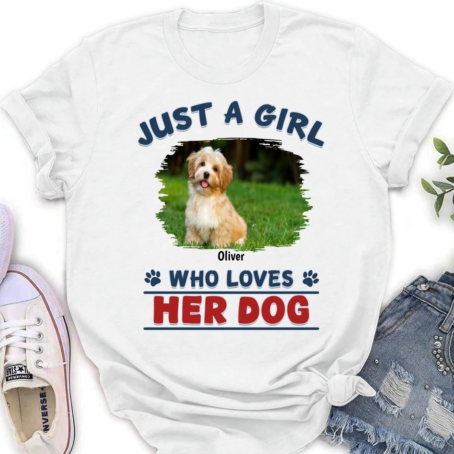 Winter Girl And Dog Christmas Photo - Personalized Custom Women's T-Shirt - Image 6