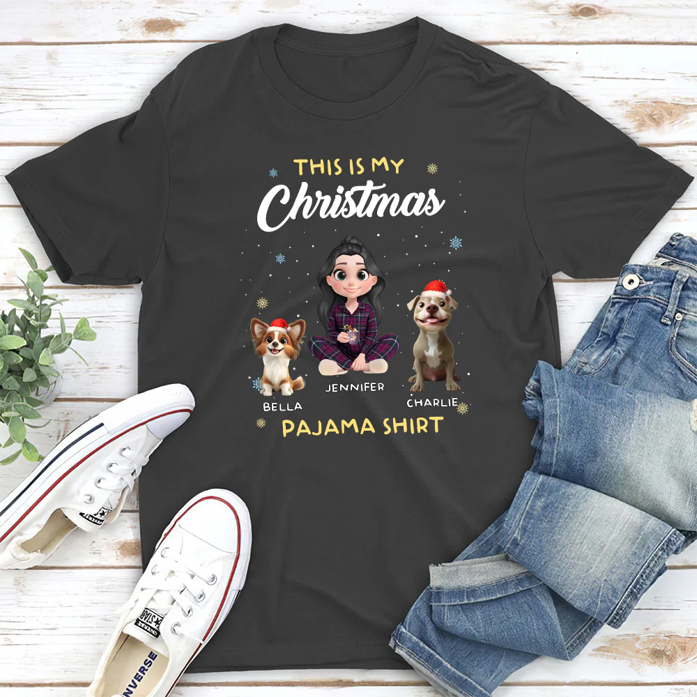 Winter Pajama Shirt - Personalized Custom Unisex T-Shirt - Image 3