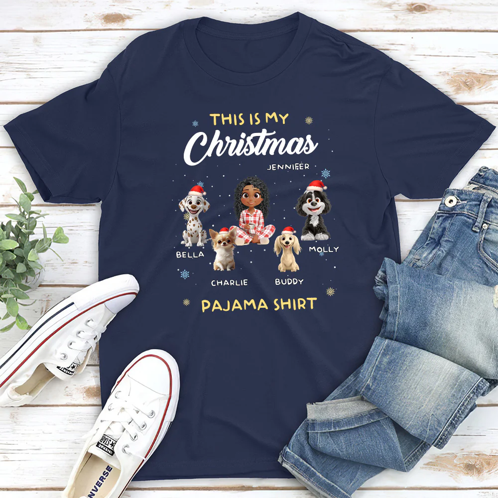 Winter Pajama Shirt - Personalized Custom Unisex T-Shirt - Image 5