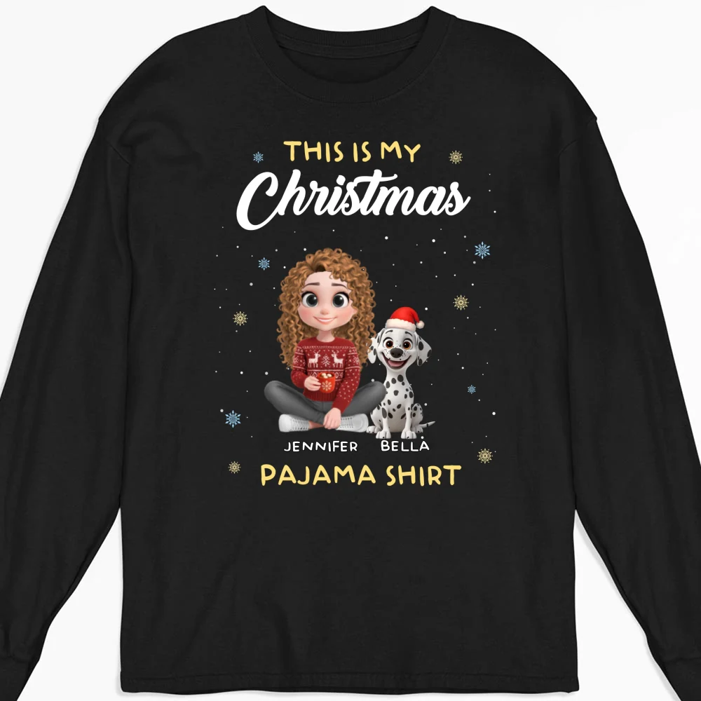 Winter Pajama Shirt - Personalized Custom Long Sleeve T-Shirt - Image 7