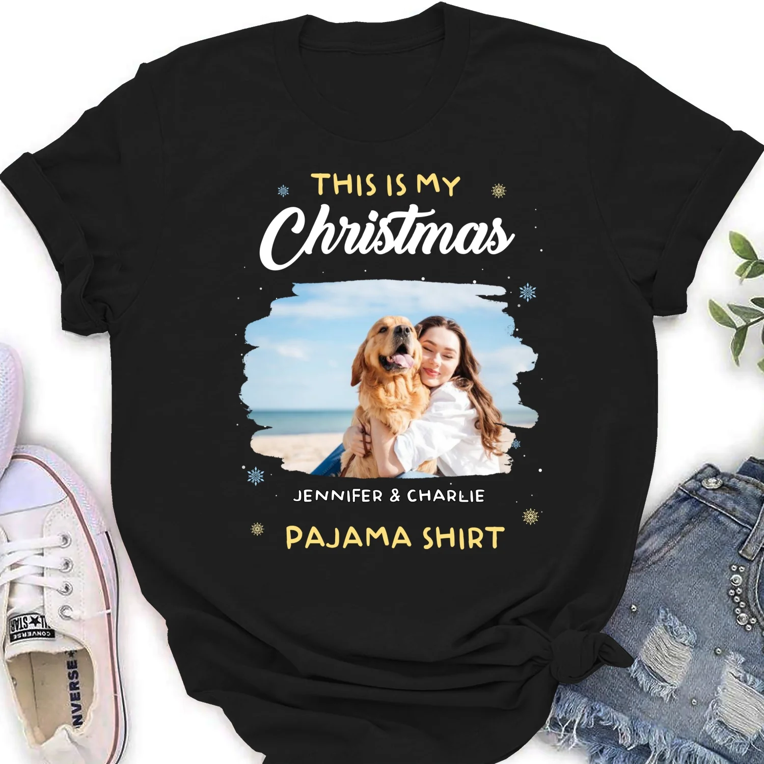 Winter Pajama Shirt Photo - Personalized Custom Women T-Shirt - Image 8