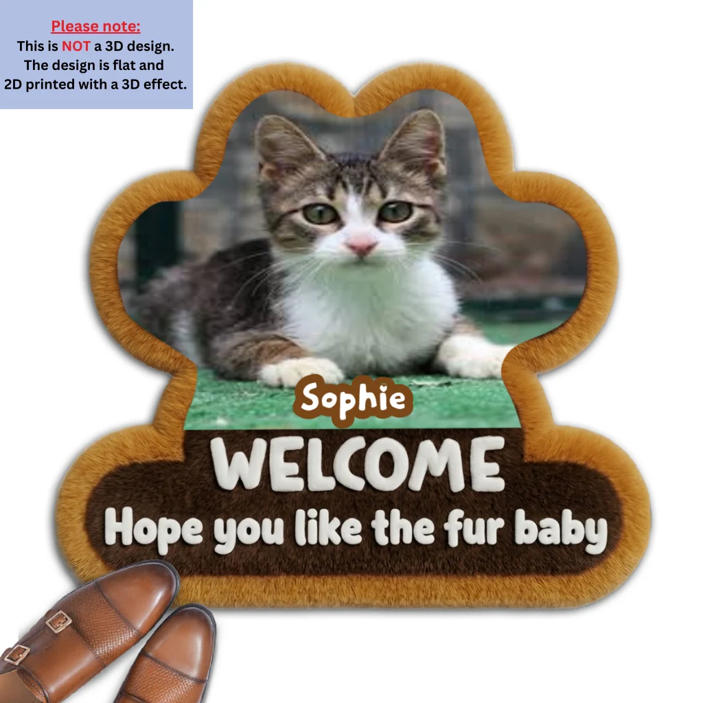 Wipe Up Paws Fur Ver Photo - Personalized Custom 3D Effect Doormat - Image 5