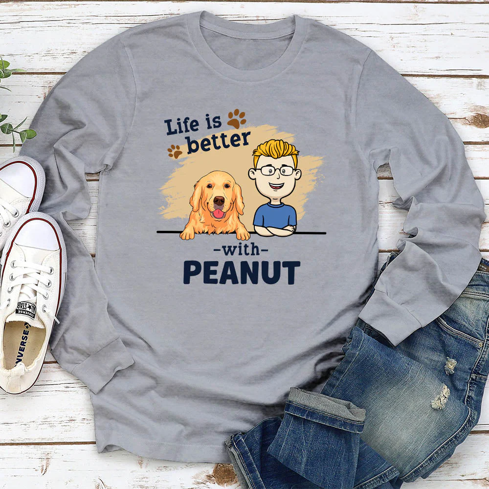 With Dog - Personalized Custom Long Sleeve T-shirt - Image 3