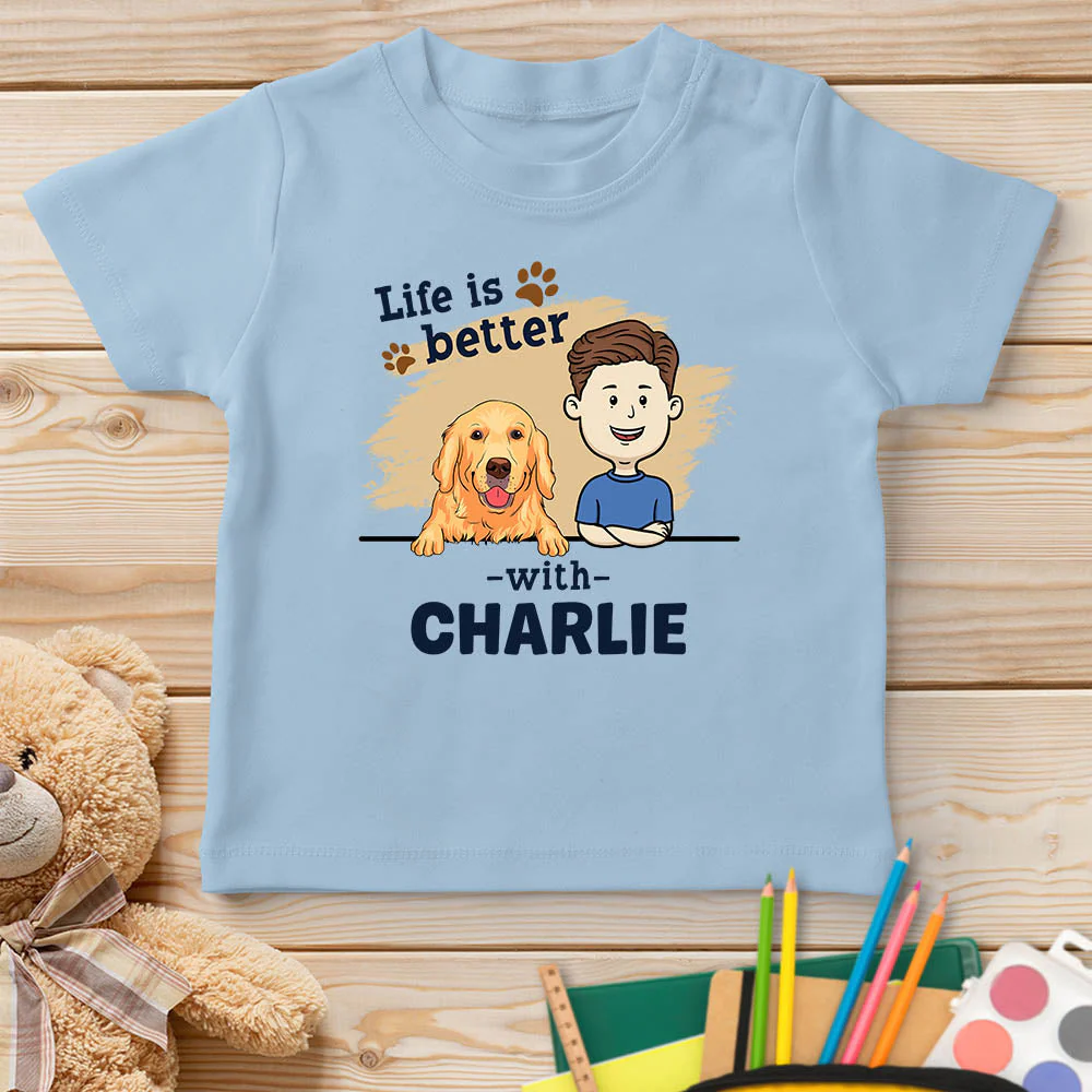 With Dog - Personalized Custom Youth T-shirt - Image 3