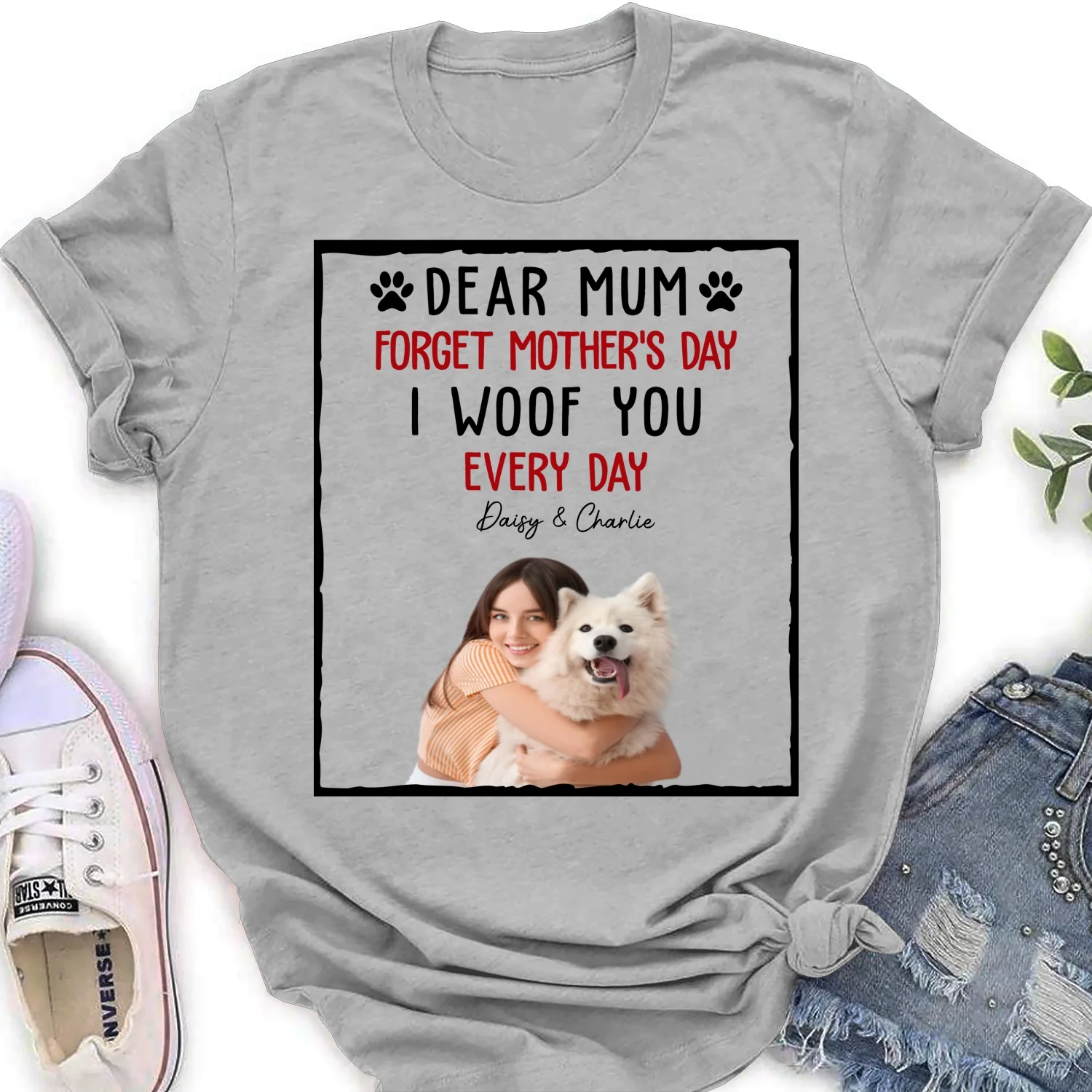 With My Dad Photo - Personalized Custom Women's T-Shirt - Image 3