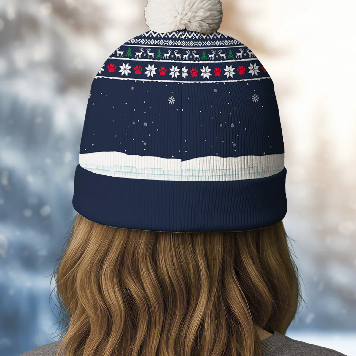 With My Mom Dad Cartoon - Personalized Custom Bobble Beanie Hat - Image 4