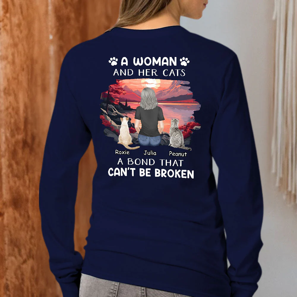 Woman With Pets - Personalized Custom Long Sleeve T-shirt - Image 2