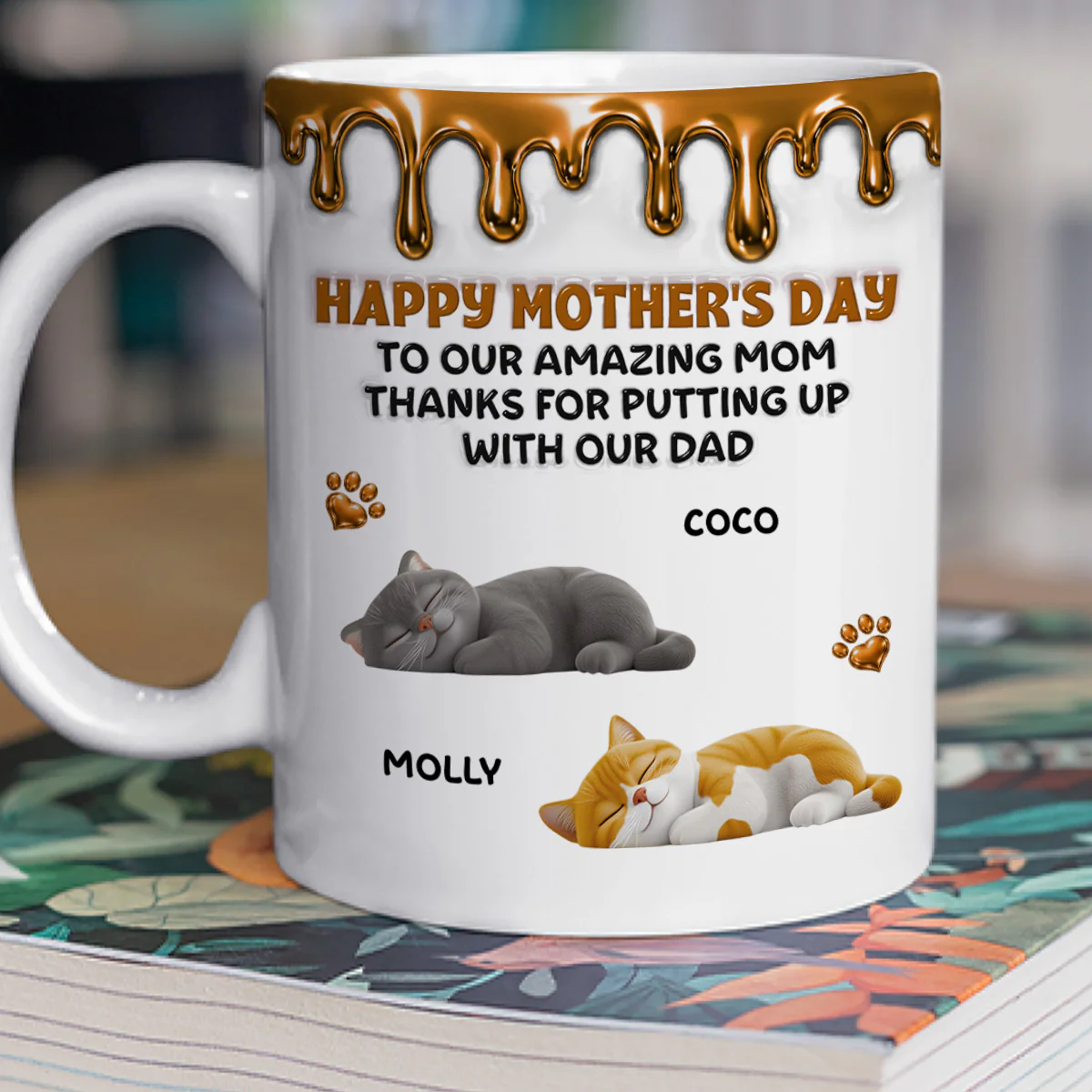 Wonderful Time Beside Cat Mom - Personalized Custom 3D Effect Coffee Mug - Image 3