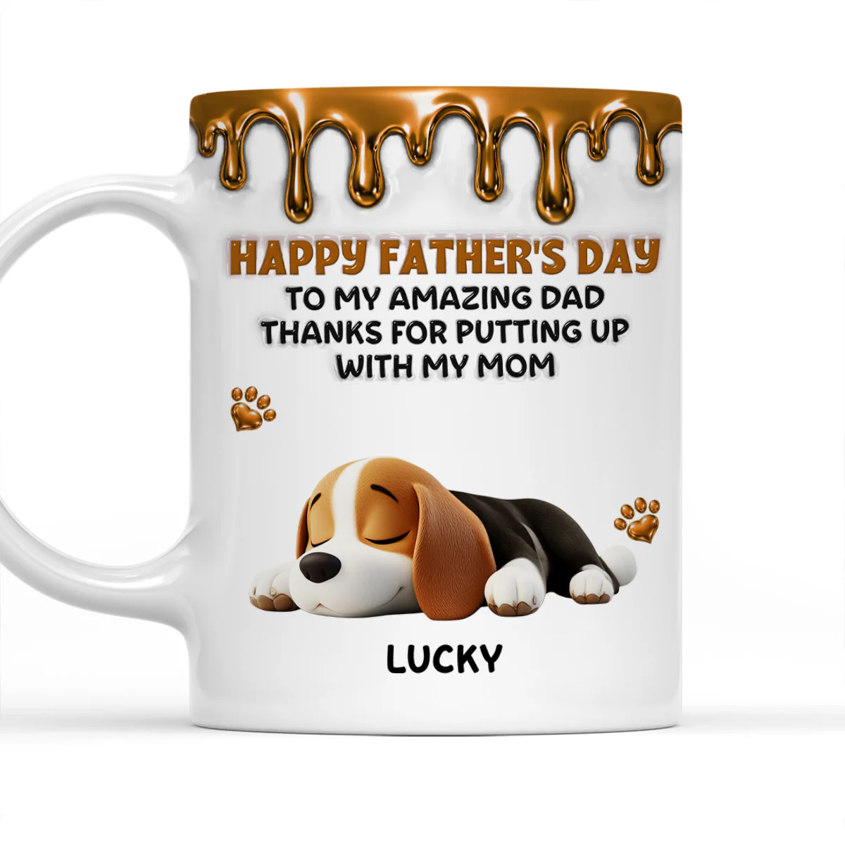 Wonderful Time Beside Dog Dad - Personalized Custom 3D Inflated Effect Coffee Mug