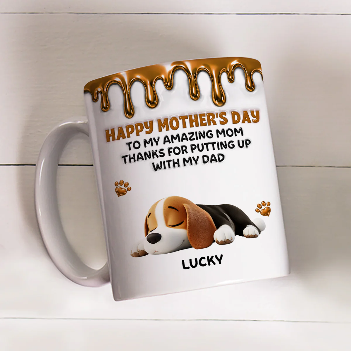 Wonderful Time Beside Dog Mom - Personalized Custom 3D Effect Coffee Mug - Image 4