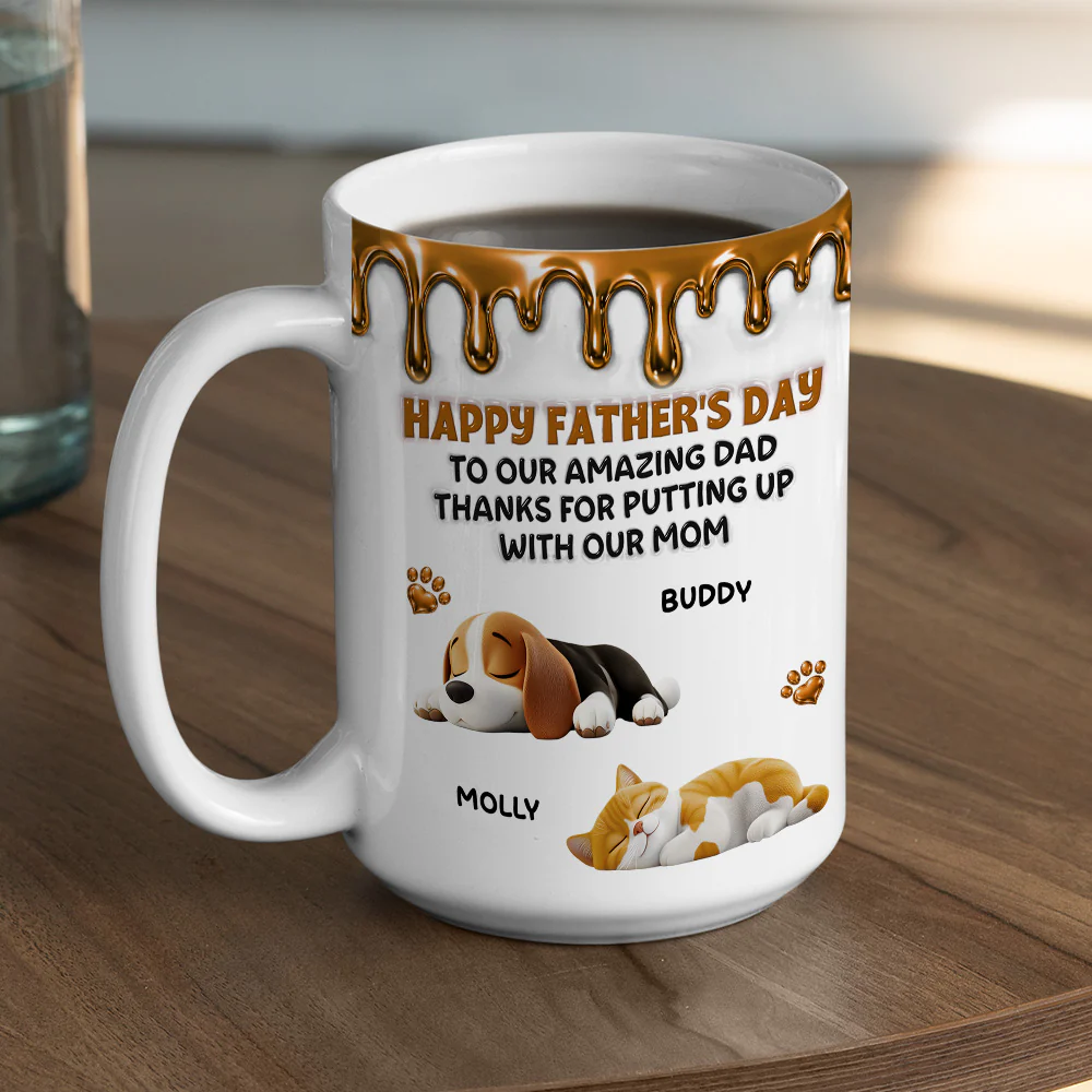 Wonderful Time Beside Pet Dad - Personalized Custom 3D Inflated Effect Coffee Mug - Image 5
