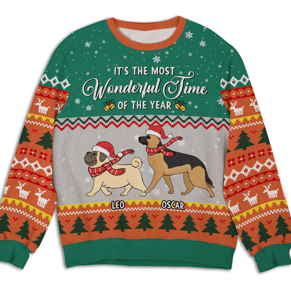 Wonderful Time Walking Dog - Personalized Custom All-Over-Print Sweatshirt - Image 2