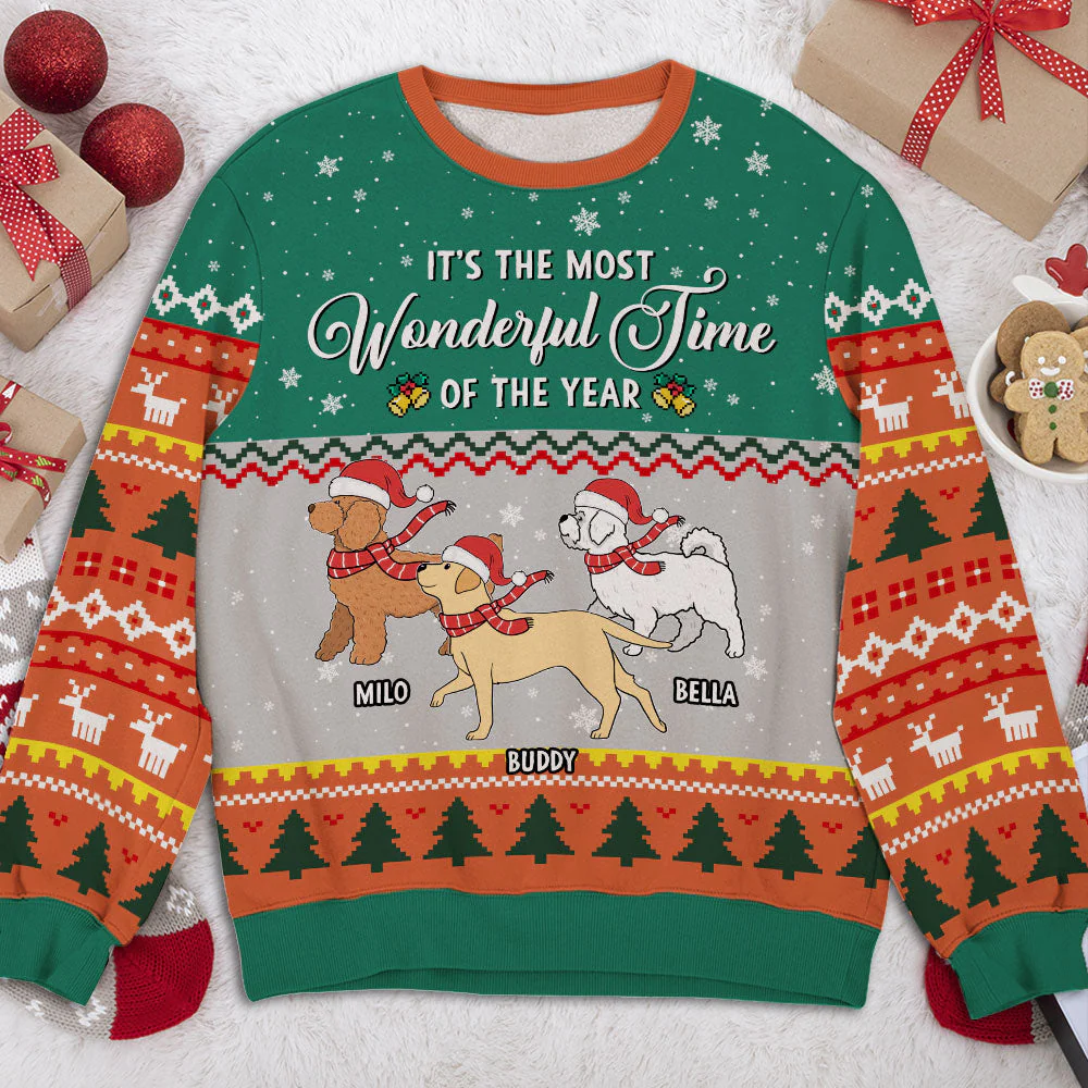 Wonderful Time Walking Dog - Personalized Custom All-Over-Print Sweatshirt - Image 3