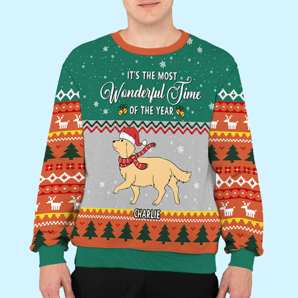 Wonderful Time Walking Dog - Personalized Custom All-Over-Print Sweatshirt - Image 4