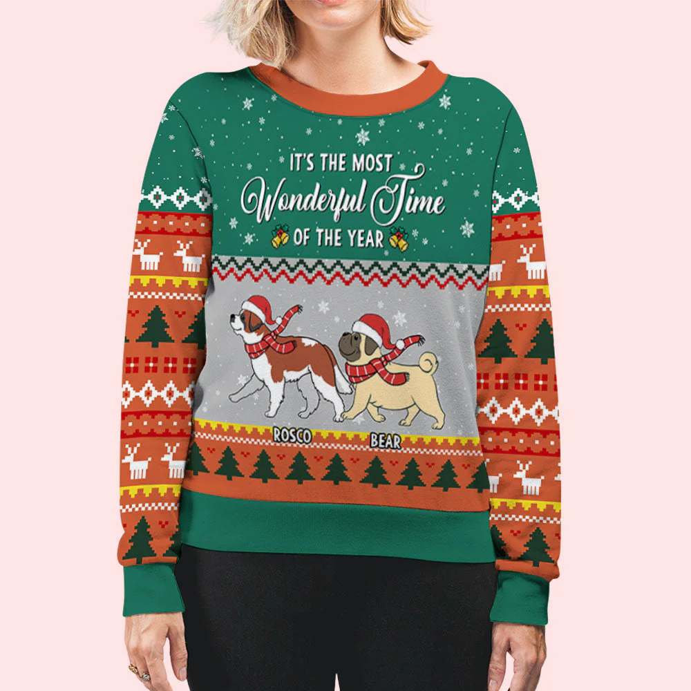 Wonderful Time Walking Dog - Personalized Custom All-Over-Print Sweatshirt - Image 6