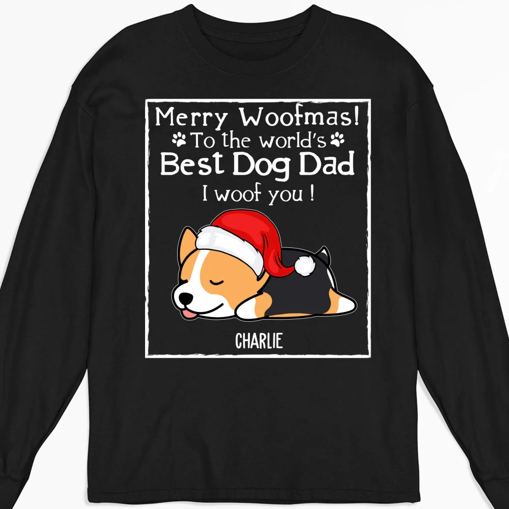 Woof Best Dog Dad Mom Ever - Personalized Custom Long Sleeve T-shirt - Image 4