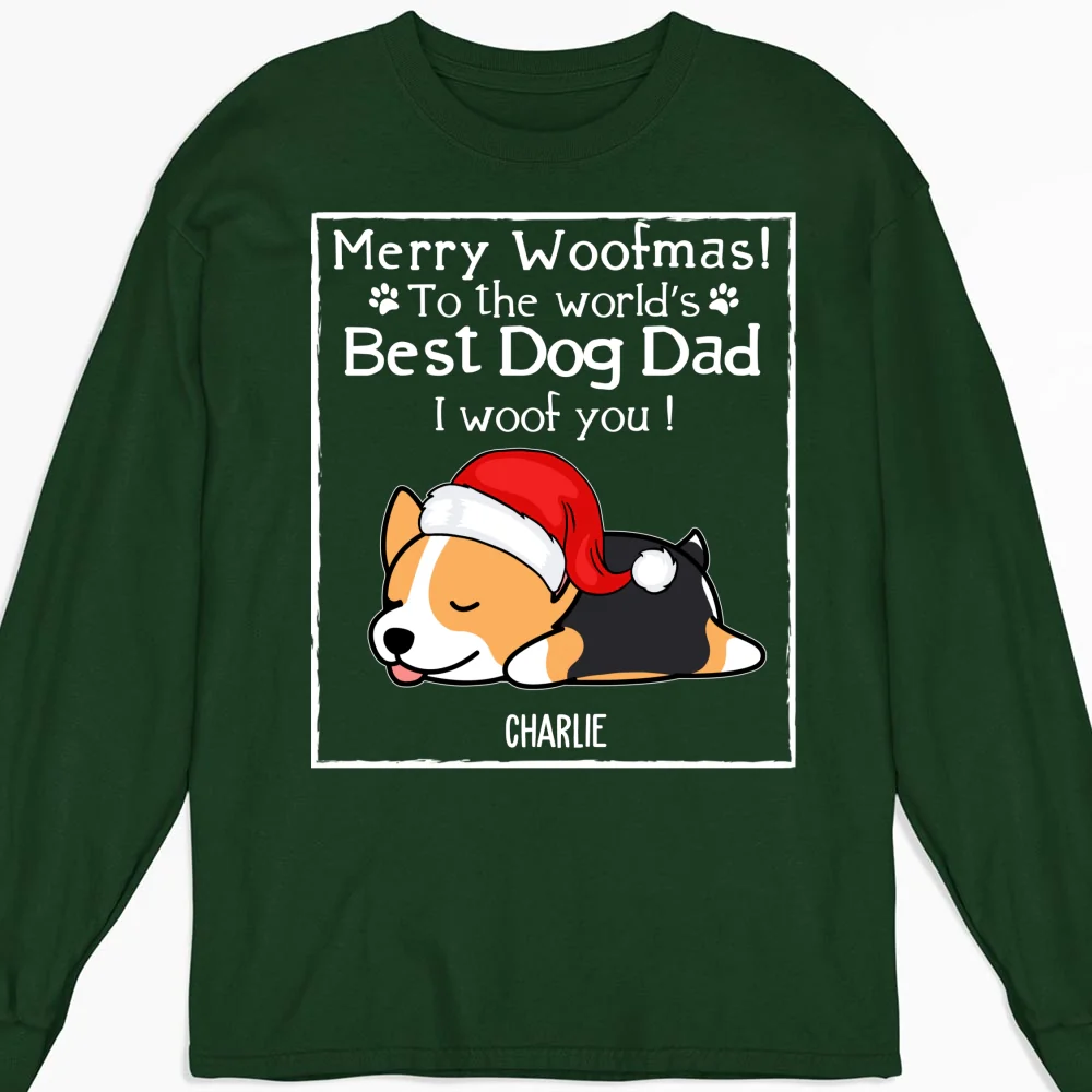 Woof Best Dog Dad Mom Ever - Personalized Custom Long Sleeve T-shirt - Image 6