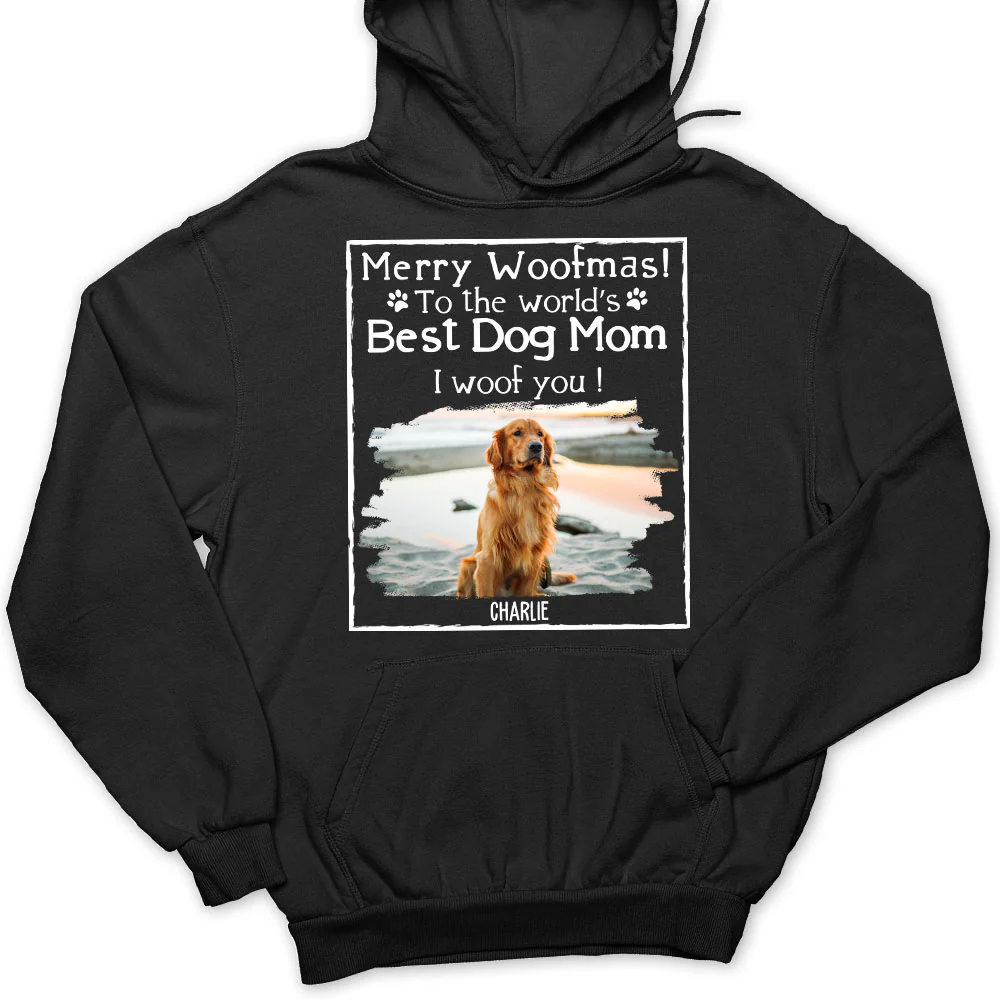 Woof Best Dog Dad Mom Ever Photo - Personalized Custom Hoodie